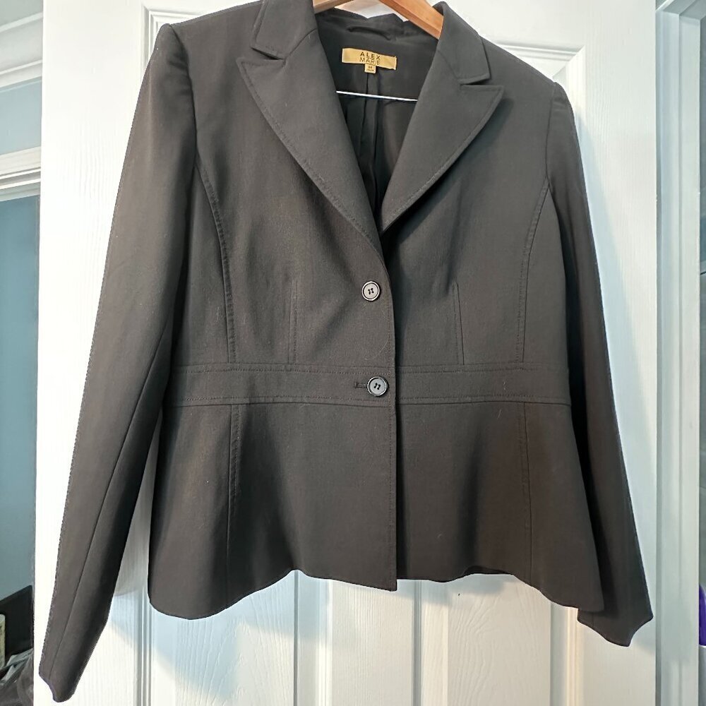 Alex Marie Black Two Button Blazer Suit Jacket Size 14